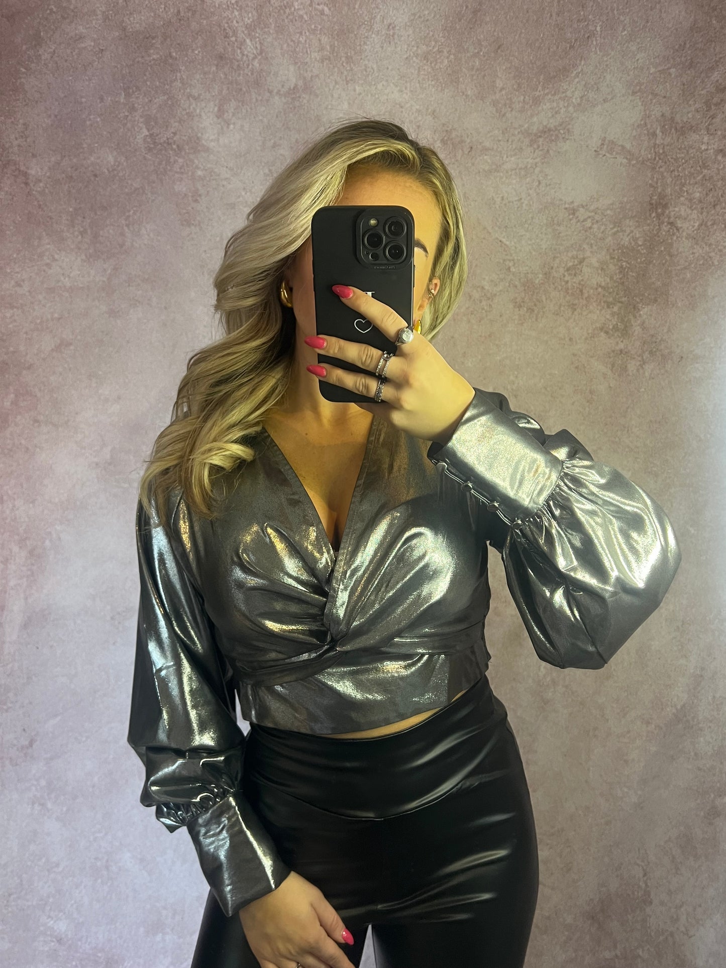 Mila crop top zilver