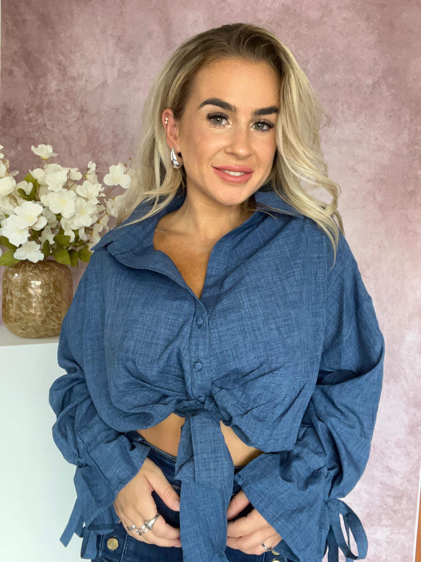 Mina knoop blouse blue