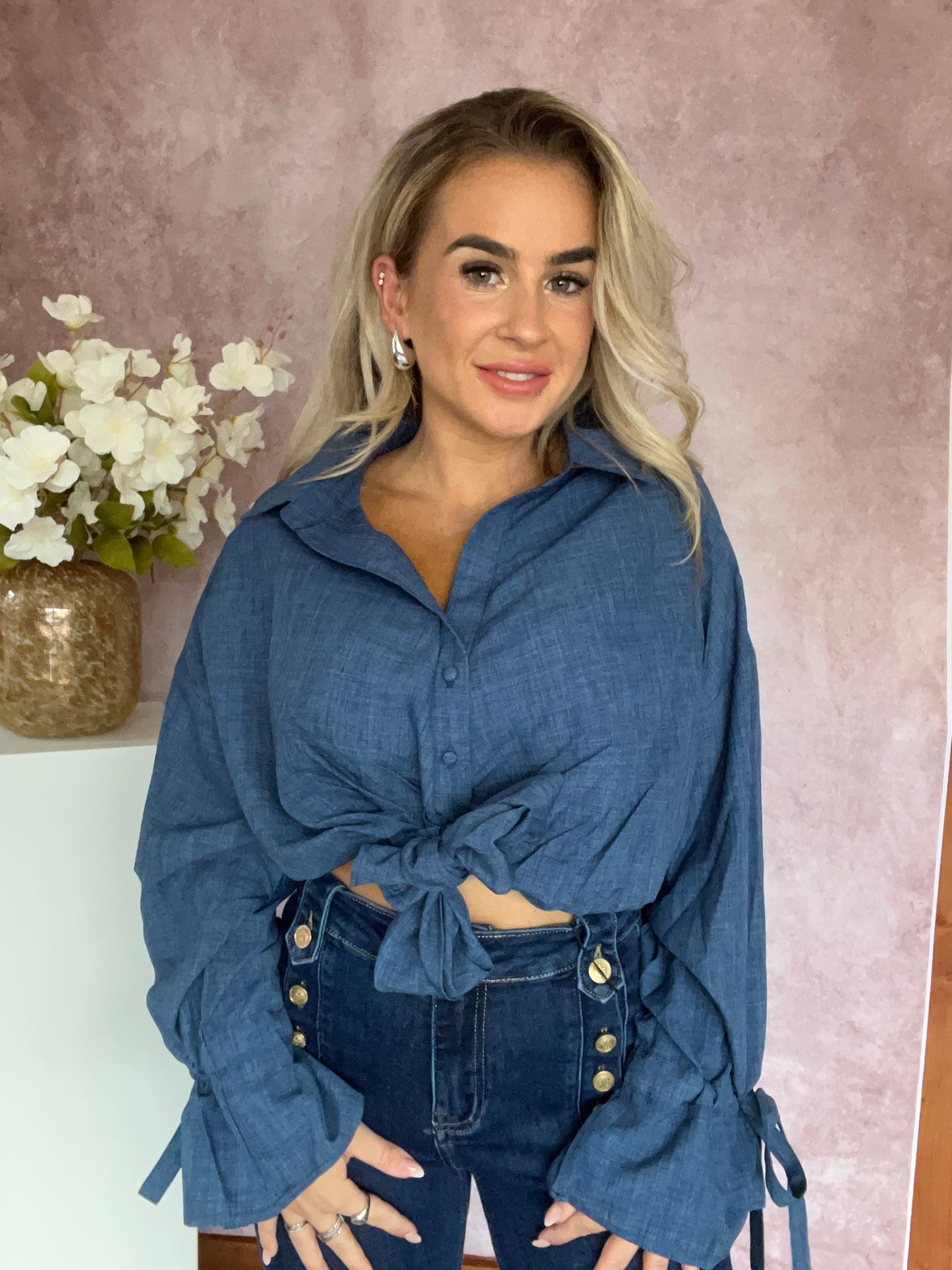 Mina knoop blouse blue