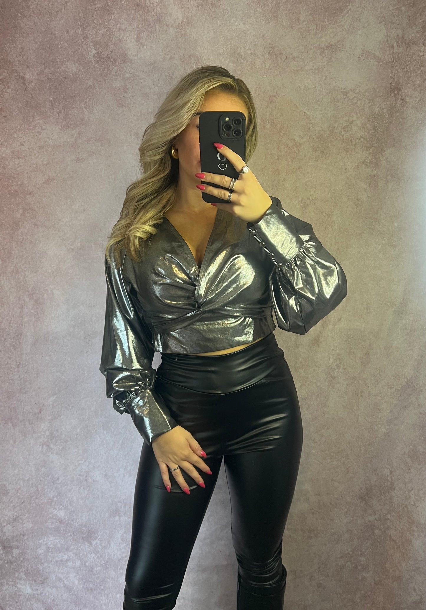 Mila crop top zilver